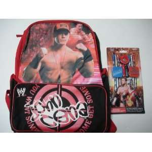 John Cena Wrestling WWE Bookbag Backpack with BONUS WWE Pencils with 