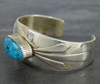 Navajo Sterling Silver Mark Yazzie Turquoise Bracelet  