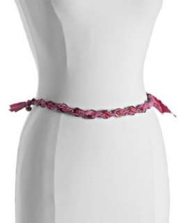 Lanvin pink fabric threaded chain link belt  