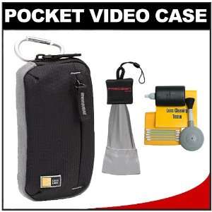Camera Camcorder Case (Black) with Mini Spudz + Cleaning Kit for Kodak 