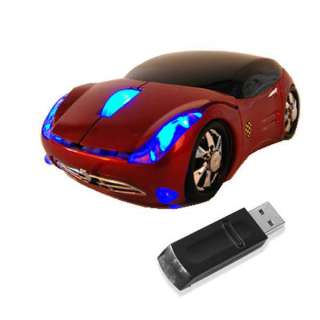 New USB Red Car Wireless Mouse 800DPI Optical with USB Receive For PC 