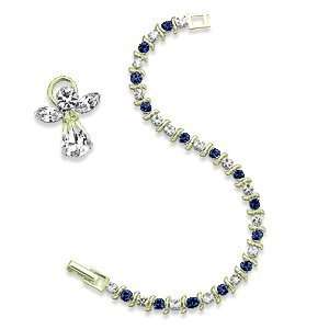    S Curve Crystal Birthstone Tennis Bracelet Angel Pin Jewelry