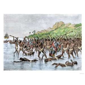 Death of Magellan on the Island of Mactan, Philippines Giclee Poster 