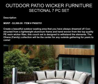Outdoor Patio Wicker Furniture 7pc Round Couch Set  