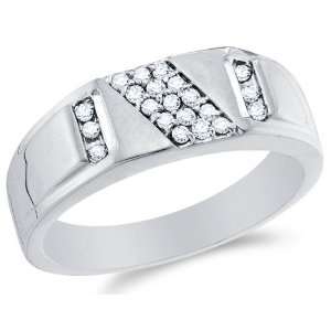 Size 7   10k White Gold Diamond MENS Wedding Band OR Fashion Ring 