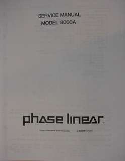 PHASE LINEAR PL 8000A TURNTABLE SERVICE MANUAL 12 pages  