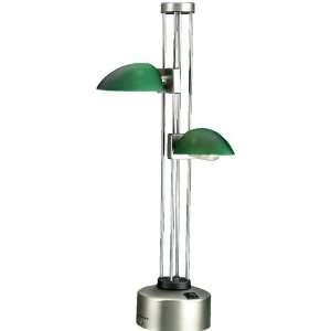   Halogen Desk Lamp, Stainless Steel/Green Glass Shade