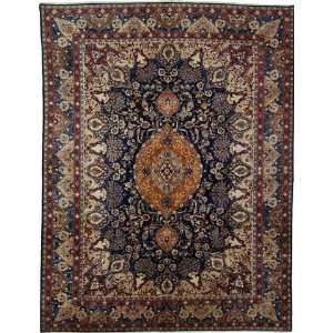  97 x 126 Navy Blue Persian Hand Knotted Kashmar Rug 