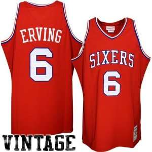   Erving Red Authentic Throwback Basketball Jersey: Sports & Outdoors