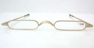 Gold Frame Metal Case Small Reading Glasses +2.00 NEW  
