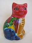 Red Clay Ceramic Colorful Kitty Cat Made in Mexico MInt