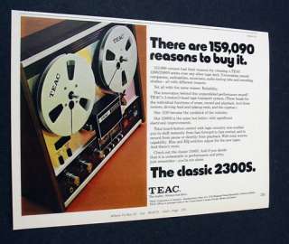 1973 TEAC 2300S REEL TO REEL TAPE DECK PRINT AD  