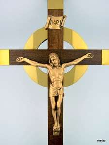 Religious Large Wall Wood Holy Crucifix Cross Gold NR  