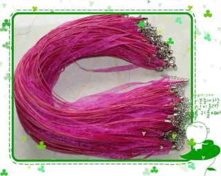 100pcs Hot Pink Organza Voile Ribbon Necklace Cords  