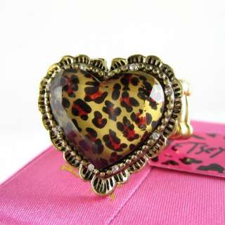 NWT Betsey Johnson Heart Leopard Elasticity Ring 260  