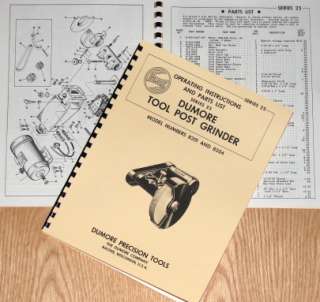 DUMORE 25 Tool Post Grinder 8201 8204 Op/Part Manual  