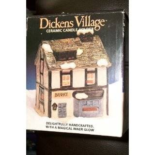 Vintage Dickens Bakery Village Ceramic Candle Holder #6180 CC By J.S.N 