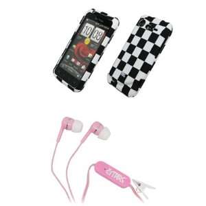  Checkers Rubberized Design Hard Case Cover + Pink Stereo Hands Free 