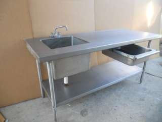   STEEL 6 FT WORK TABLE WITH 1 COMPARTMENT SINK, DRAWER, BOTTOM SHELF