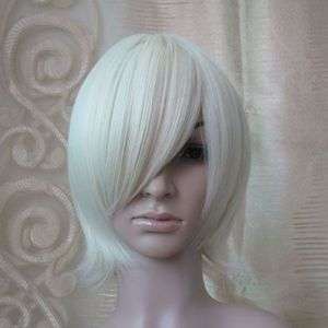 New Fashion Lady Short White Straight Hair Cosplay Party Wig 35cm 