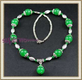 ct210 tibet style tibetan silver jade Necklace  