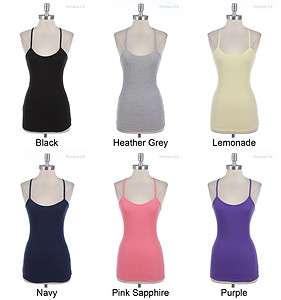 Basic Spaghetti Strap Rib Muscle Tank Top Camisole T Back VARIOUS 