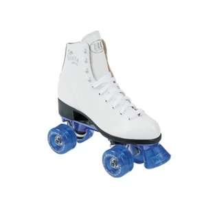   Roller Skates   White Boots with Blue Wheels Ladies