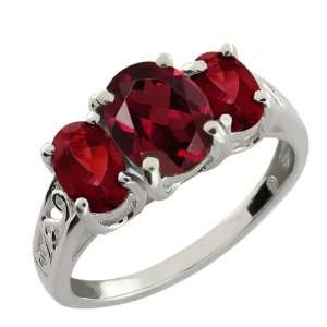   Stone Genuine Oval Red Garnet Gemstone Sterling Silver Ring Jewelry