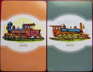 TRAIN STEAM ENGINE VINTAGE SWAP PLAYING CARDS SET of 2  