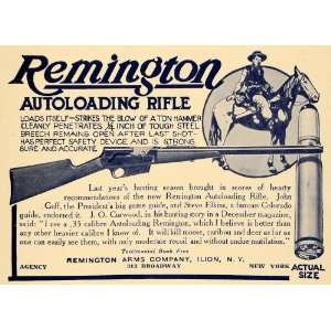  1908 Ad Remington Arms Co. Autoloading Rifle Cartridge 