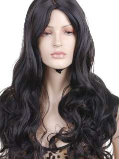 Black Long Curly Wavy Cosplay Full Wigs New 60cm  