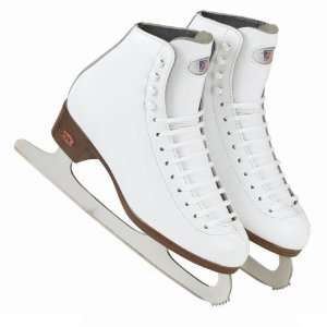  Riedell Ice skates   Red Ribbon 117 W   Spiral Ice blade 