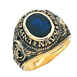   Gold United States US Navy Military Open Back Ring Blue Stone (Size 8