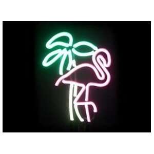  Pink Flamingo with Palm Tree   Neon Sign 