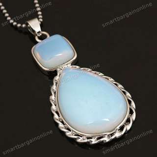   Opalite Gemstone Teardrop Lace Inlaid Bead Pendant Jewelry Gift  