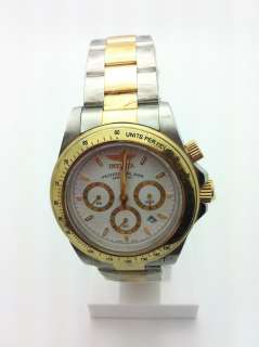   Mens Chronograph Two Tone Date White Dial Stainless Watch 9212  