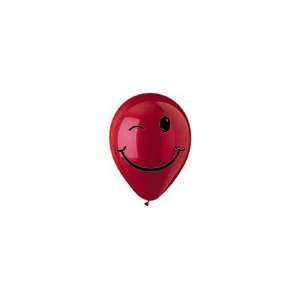  12 CYRS Red Winking Smiley Face Latex 50s   Latex 