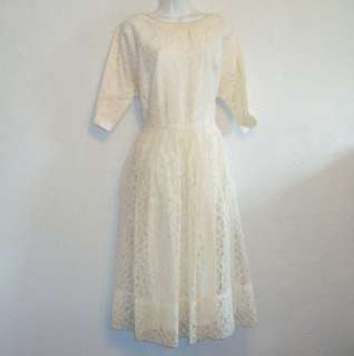 Sweet Vintage xl/xxl 1950s/1960s Creamy White Lace & Pearl Dress 