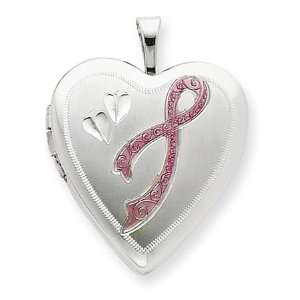  Sterling Silver 20mm Cancer Awareness Ribbon Locket with 