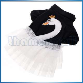 Pet Dog Ruffle Tulle Skirt Dress Apparel Clothing w/ White Swan 