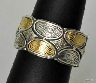   New KONSTANTINO Mens Sterling Silver 18K Gold Wide Band Ring  