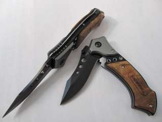 Browning LM368 Wood Handles Outdoor Bowie Hunting Pocket Folding Knife 