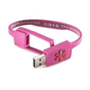  Care USB Medical History Bracelet   Pink
