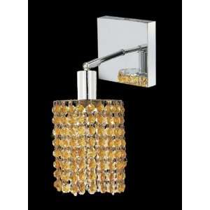 Mini 1 Light Square Canopy Round Wall Sconce in Chrome Crystal Color 