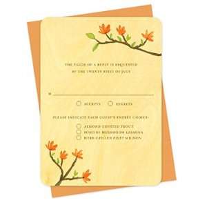  Blooming Branch Reply Card   Real Wood Wedding Stationery 