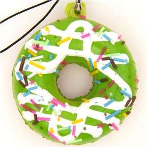  green donut squishy charm with white sauce Toys & Games